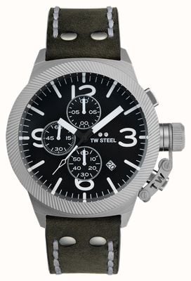TW Steel Cronografo mensa (45 mm) quadrante grigio scuro/cinturino in pelle italiana grigio scuro CS105