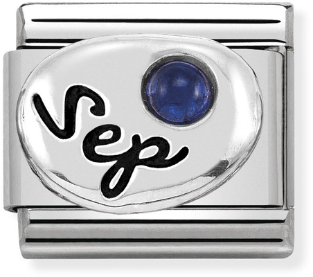Nomination Classic September Birthstone Sapphire Sterling Silver & Steel Charm 330505/09