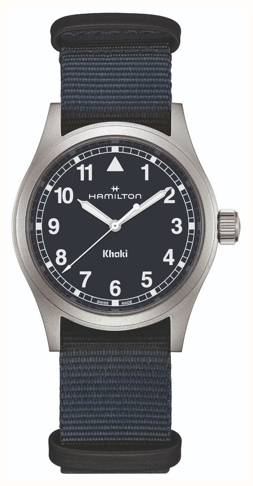 Hamilton Khaki Field Quartz 38mm Blue Dial Blue Textile Strap H69401940 First Class Watches IRL