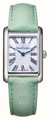 Maurice Lacroix Fiaba Square (24mm) Mother-of-Pearl 'fliniqué' Dial / Mint Green Leather Strap FA1205-SS001-160-5