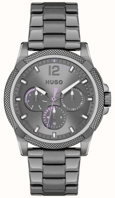 HUGO #impress quartz (38mm) cadran gris / acier inoxydable pvd gris 1540135