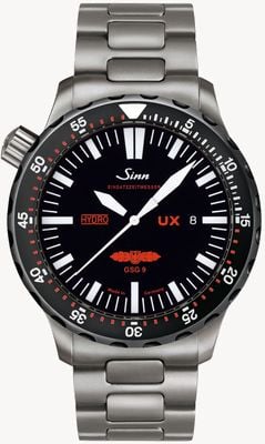 Sinn Ux sdr gsg 9 (ezm 2b) (44mm) zwarte wijzerplaat / Tegiment H-Link stalen armband horloge 403.081 H LINK