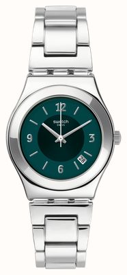 Swatch Middlesteel (33 mm) groene wijzerplaat / roestvrijstalen armband YLS468G
