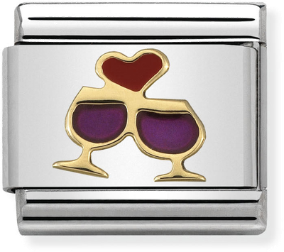 Nomination Classic Glasses With Heart 18ct Gold & Steel Enamel Charm 030283/08