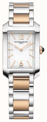 Baume & Mercier Women's Hampton (22mm) White Rectangular Dial / Two-Tone Stainless Steel Bracelet 10751