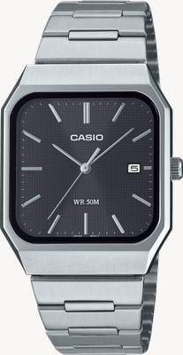 Casio Core mtp-b185d slim (32,5 mm) schwarzes Zifferblatt / Edelstahlarmband MTP-B185D-1AVEF