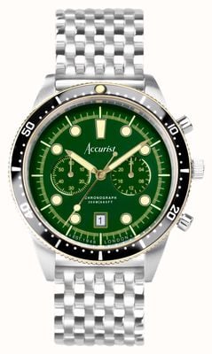 Accurist Uomo di immersione | cronografo | quadrante verde | bracciale in acciaio inossidabile 72003